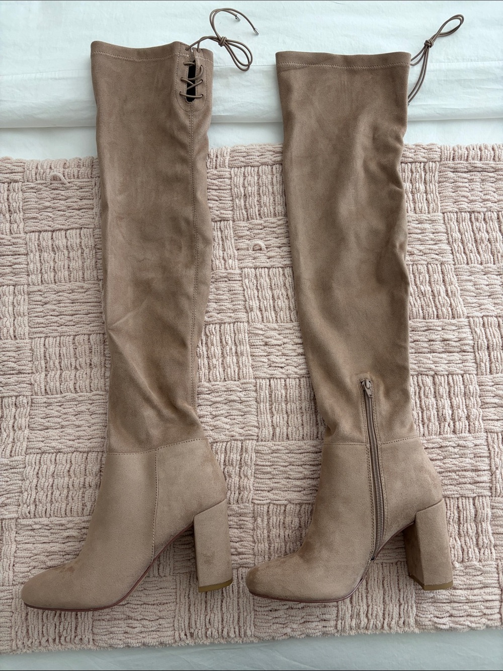 Chinese Laundry Taupe Over-the-Knee Block Heel Boots